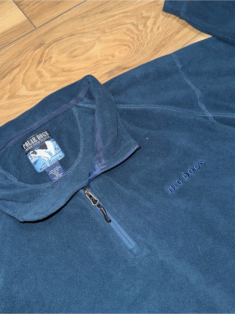 VTG Y2K Big Dogs Embroider Spellout Pullover Navy Blue Crewneck XXL 1/4 Zip 00s